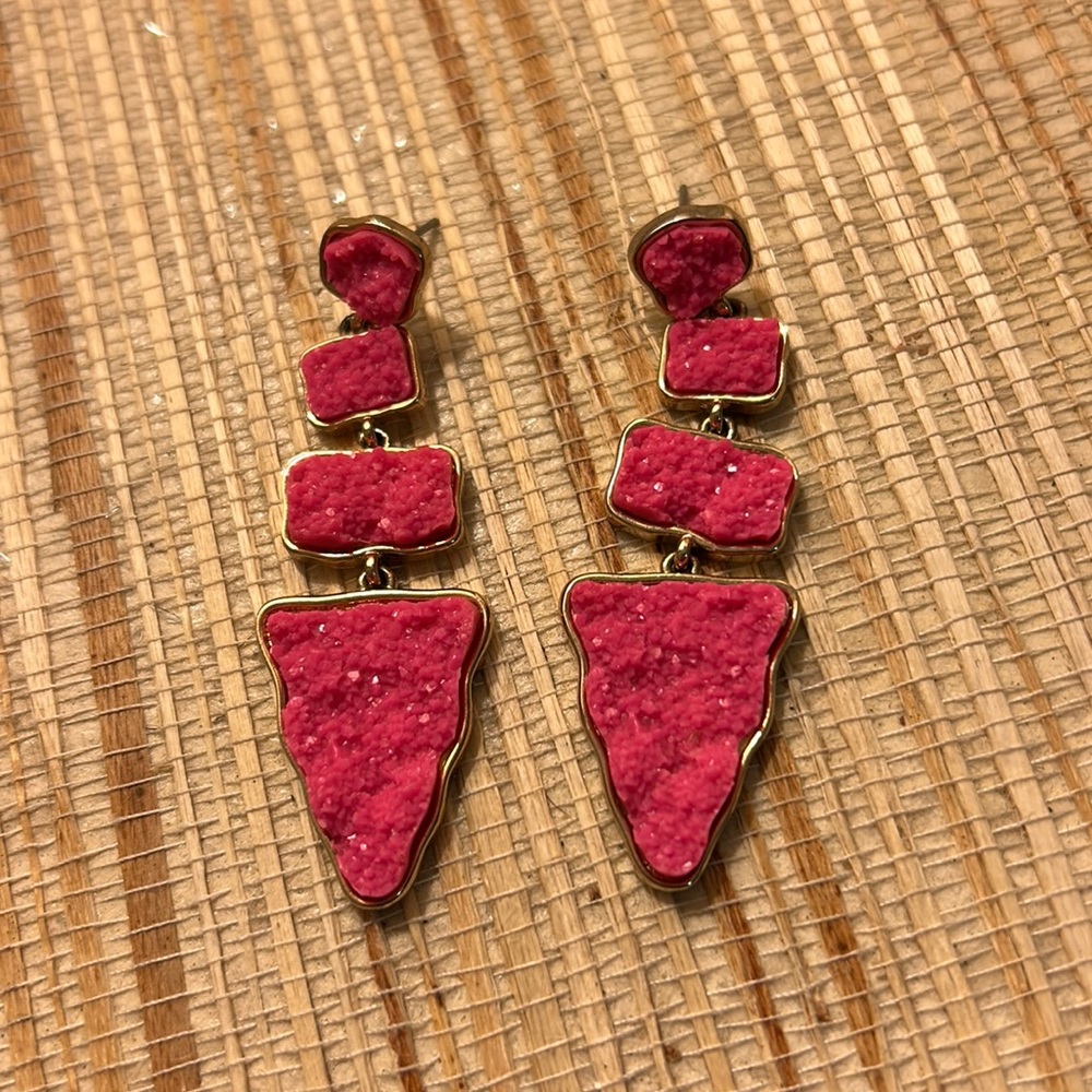 Hot pink stone earrings